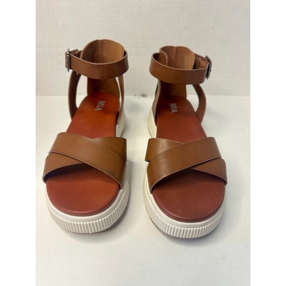 MIA Women's Lunna Round Toe Platform Sandals Cognac Size 8.5M NEW - Picture 1 of 7